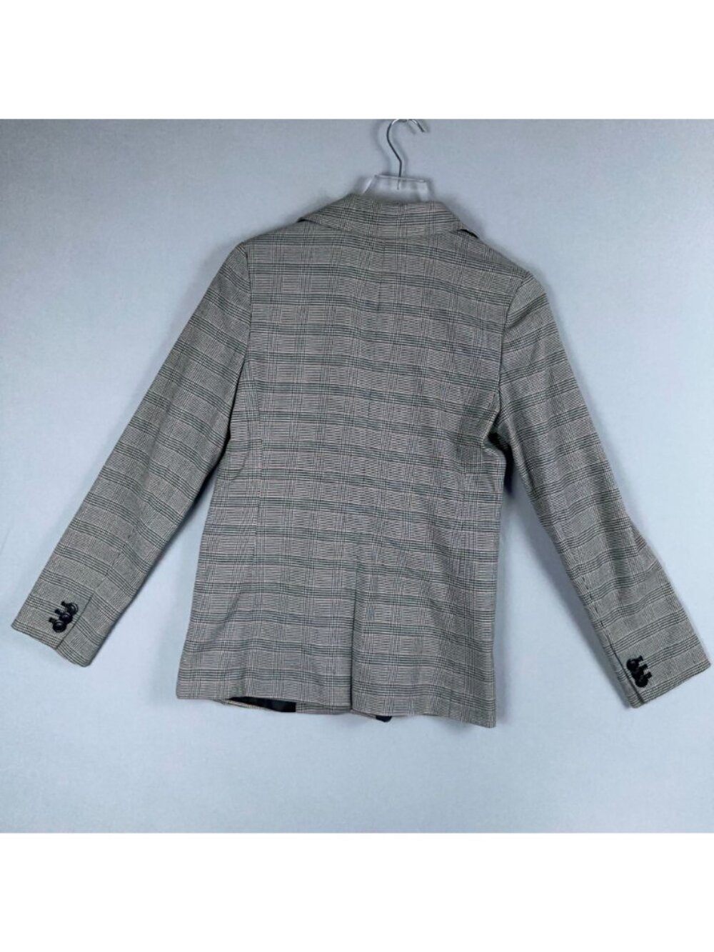 GAP Plaid Blazer Jacket Womens Size 4 Gray Black One-Button Single Breasted - Picture 3 of 12
